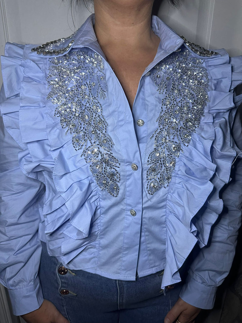 Blue Embellished Shirt