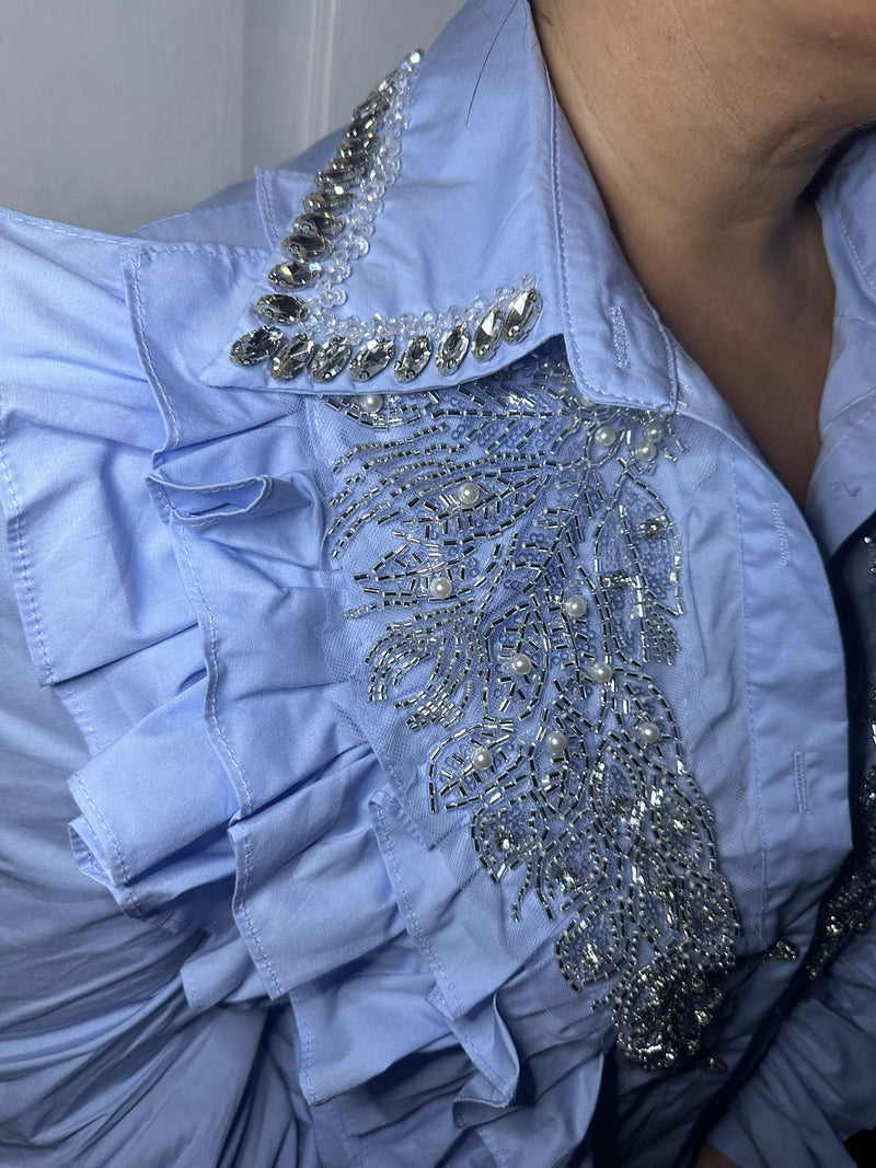 Blue Embellished Shirt