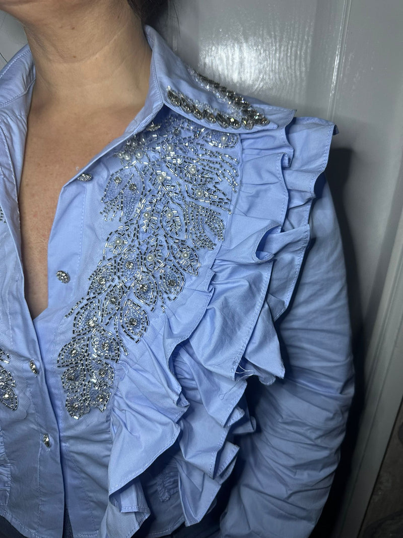 Blue Embellished Shirt