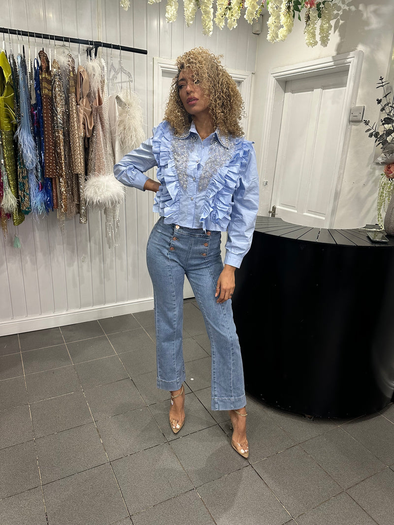 Blue Embellished Shirt