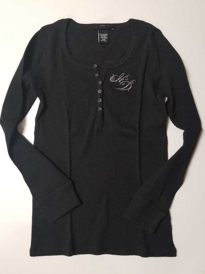 Harley-Davidson L/S henley W embellished back women's black