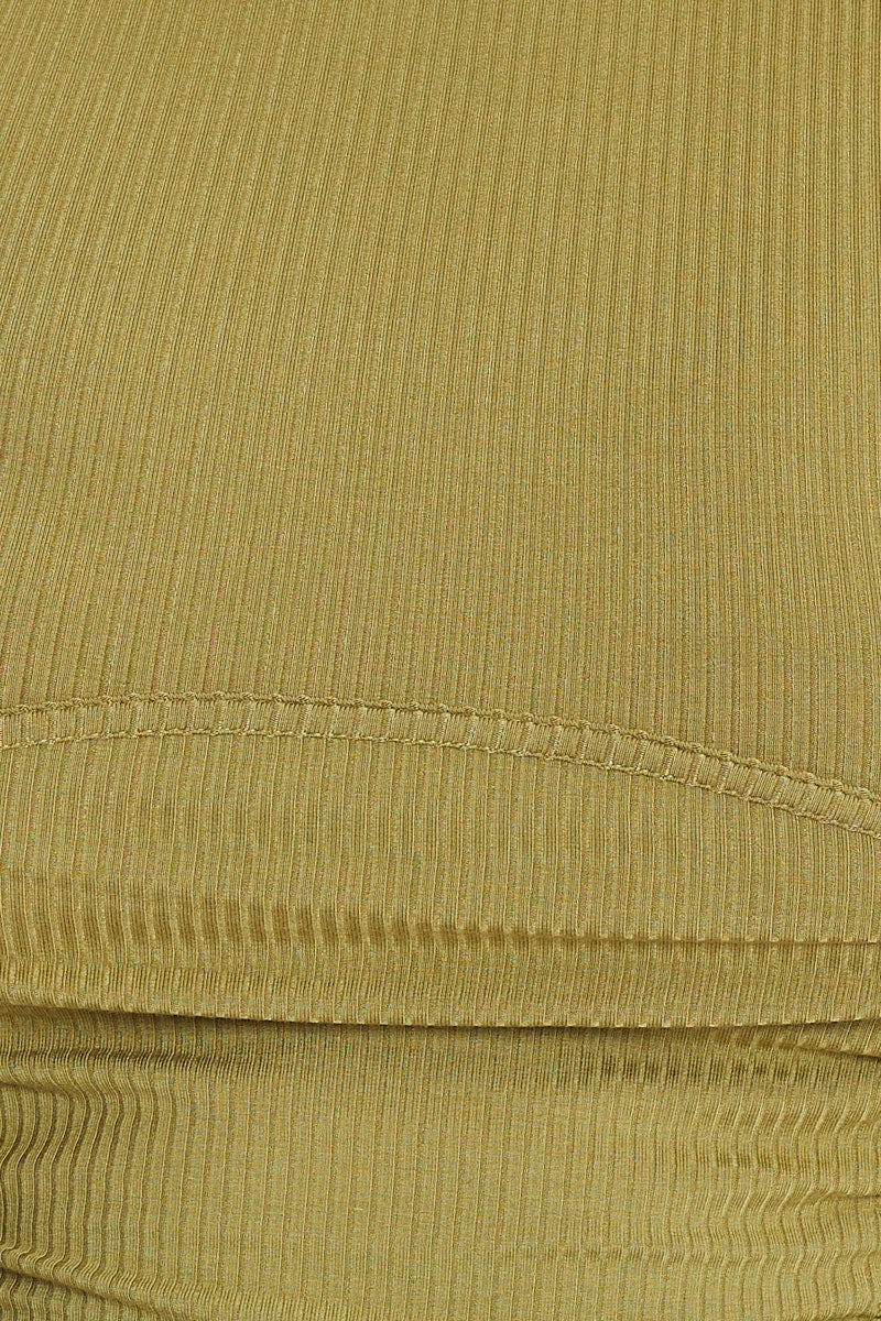 Green Short Sleeve Drawstring Jersey Top