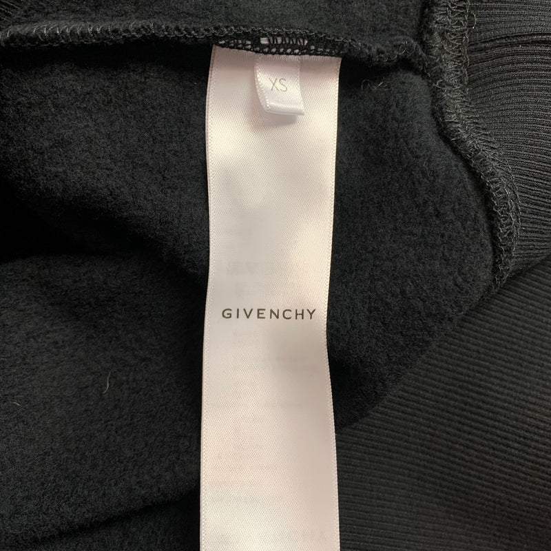 GIVENCHY SS 2021 Size XS Black Crystal Embellishment Cotton Oversized Hooded Pullover