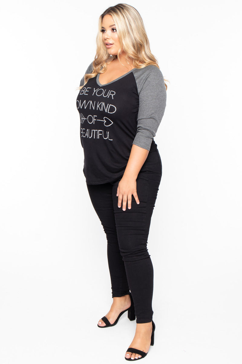 Plus Size Graphic Top - Charcoal