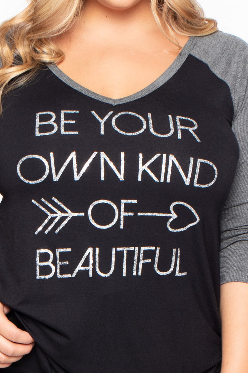 Plus Size Graphic Top - Charcoal