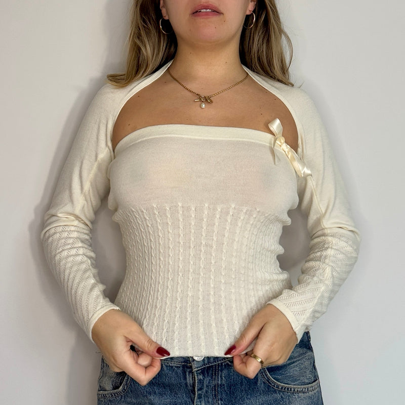 White knit bandeau top and bolero - Size S