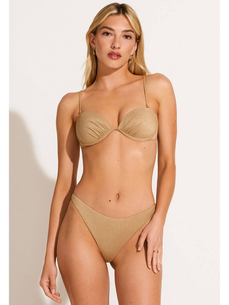 Mabel Underwire Bandeau Top in Golden Glow Metallic