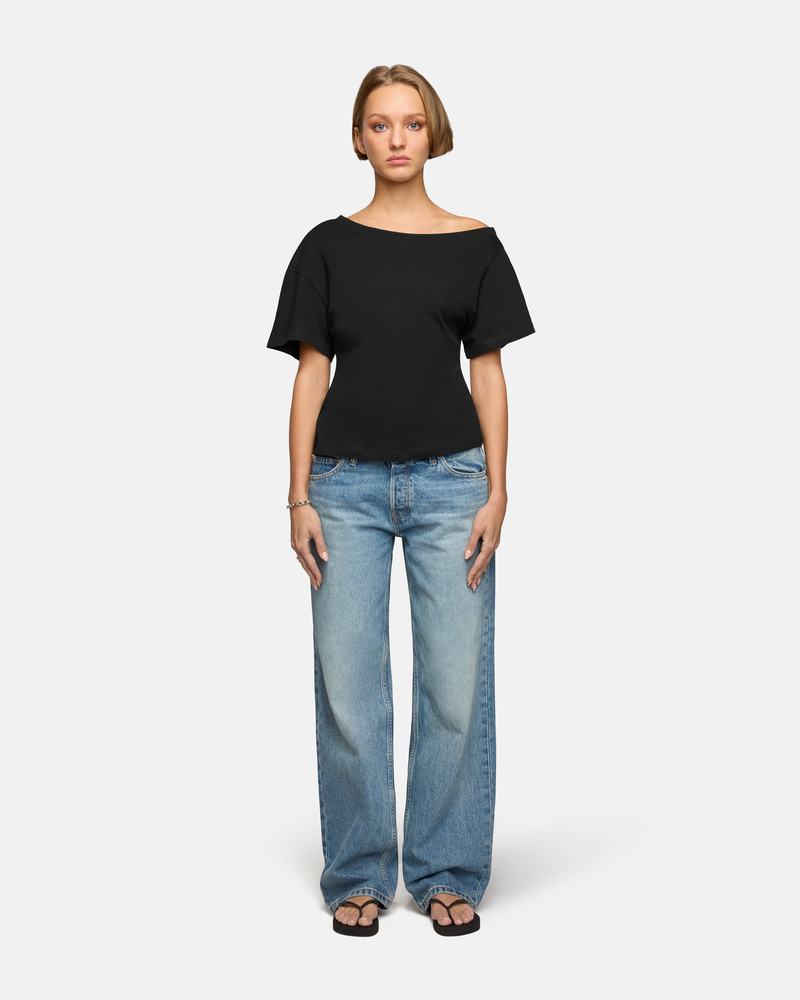 Elena Off The Shoulder Tee Black
