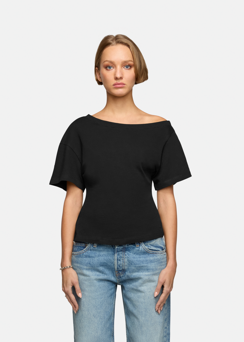 Elena Off The Shoulder Tee Black