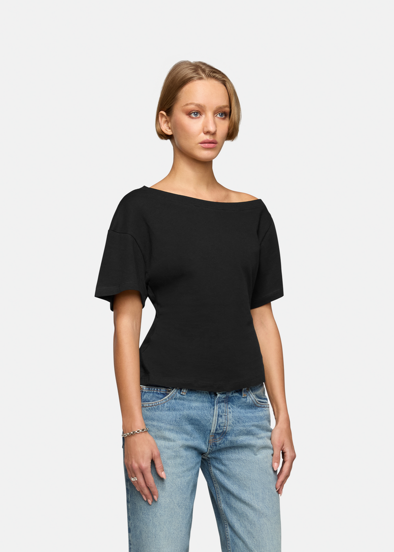 Elena Off The Shoulder Tee Black