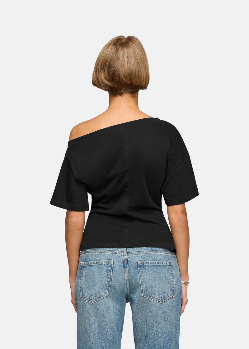 Elena Off The Shoulder Tee Black