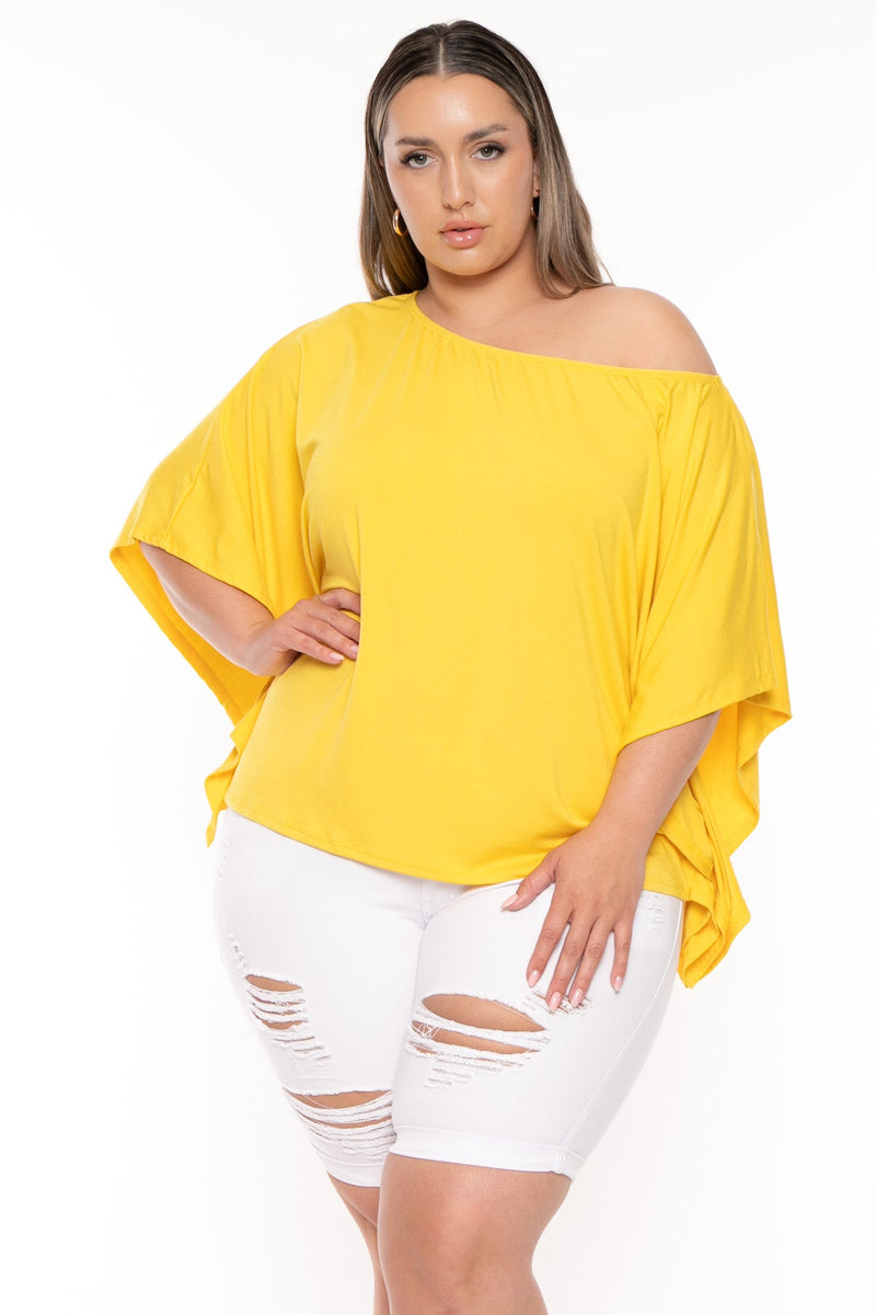 Plus Size Tori  Off The Shoulder Top - Yellow