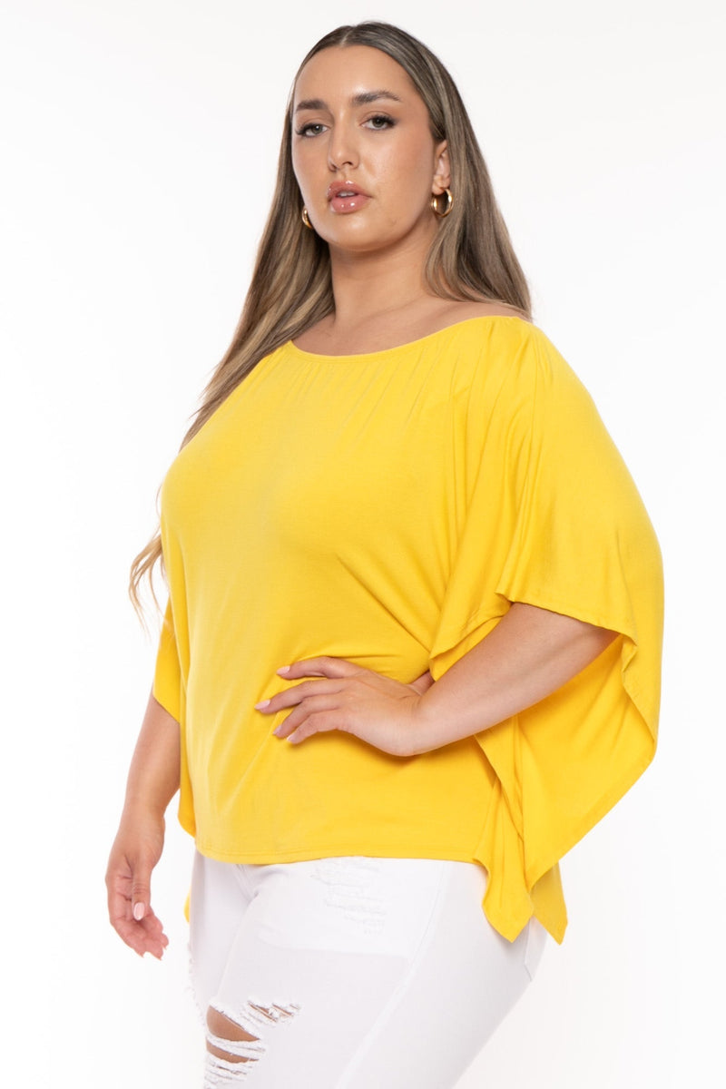 Plus Size Tori  Off The Shoulder Top - Yellow