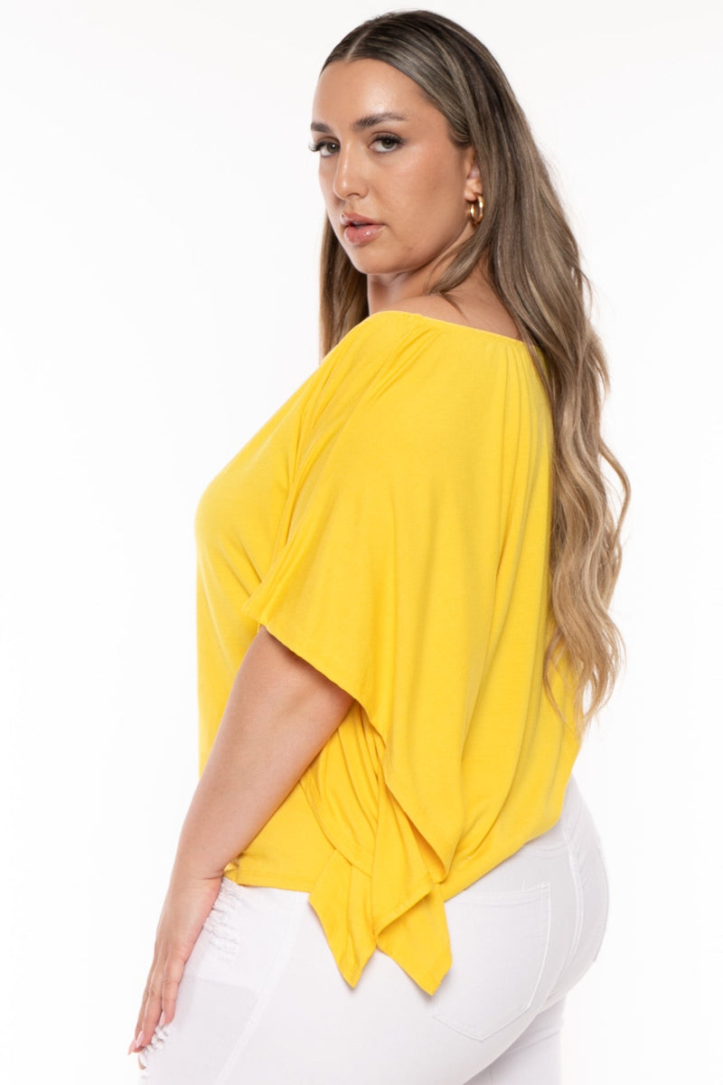 Plus Size Tori  Off The Shoulder Top - Yellow