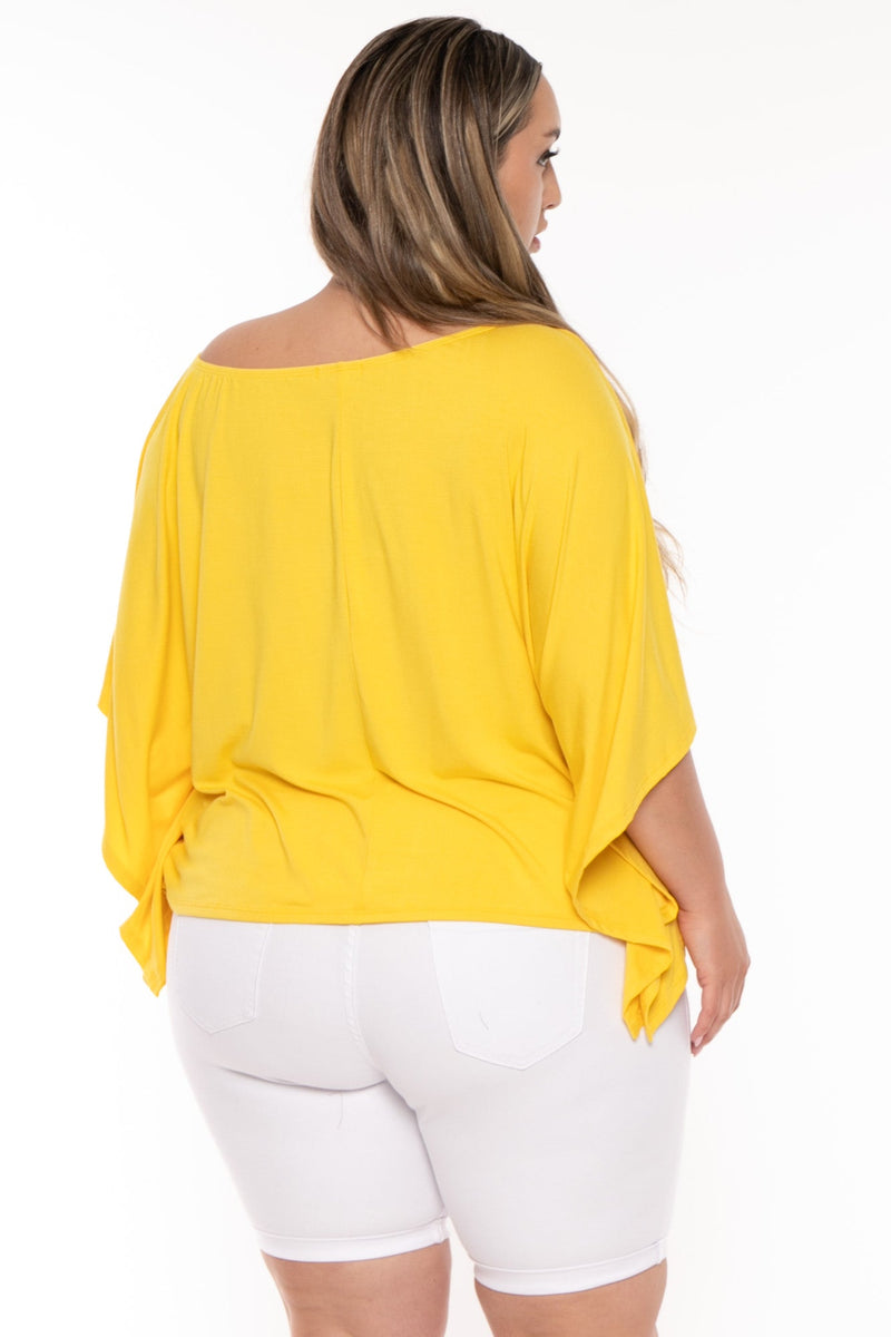 Plus Size Tori  Off The Shoulder Top - Yellow