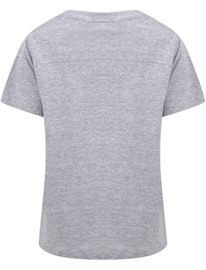Choose Kindness Motif Cotton Crew Neck T-Shirt in Light Grey Marl - Weekend Vibes