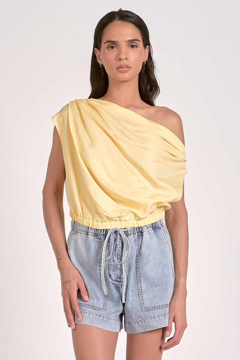 (Elan) Slouchy Off Shoulder Top - Yellow