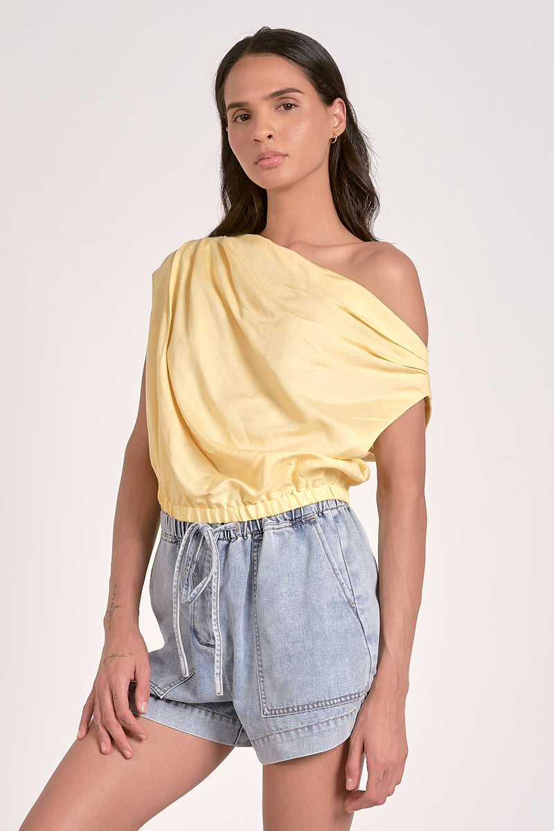 (Elan) Slouchy Off Shoulder Top - Yellow