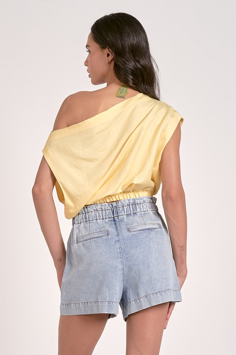 (Elan) Slouchy Off Shoulder Top - Yellow