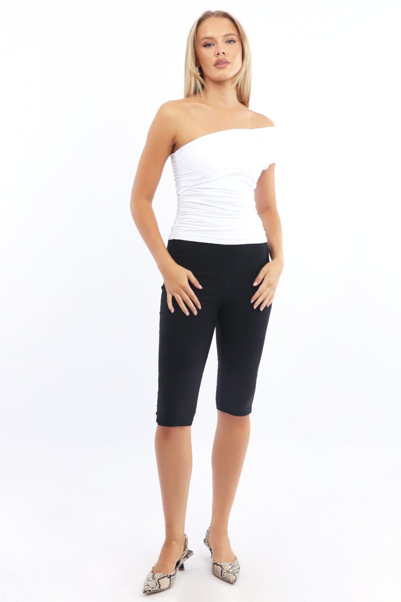 White Asymmetrical Off Shoulder Top
