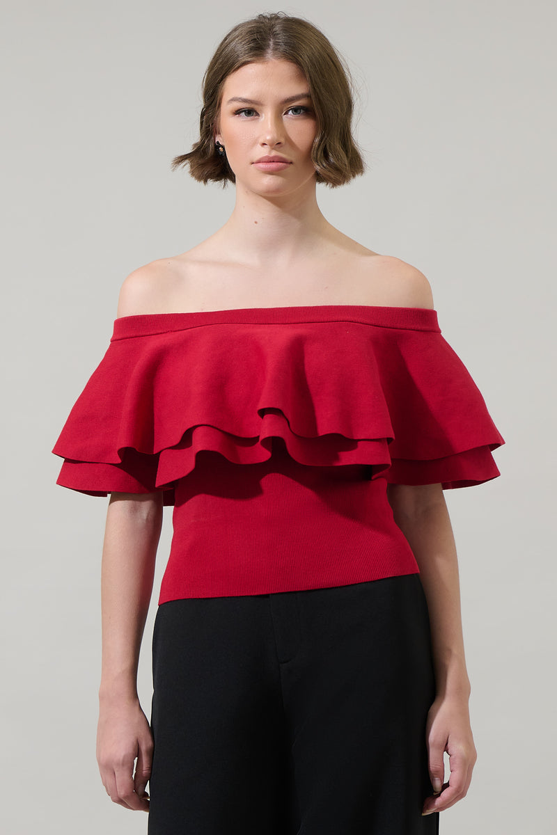 Genoa Kaila Off the Shoulder Sweater Top