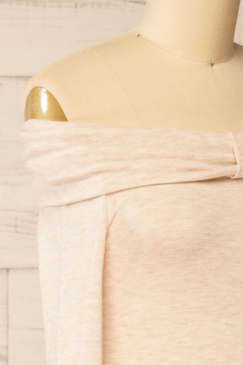Haeju Beige | Off-Shoulder Top w/ Bow