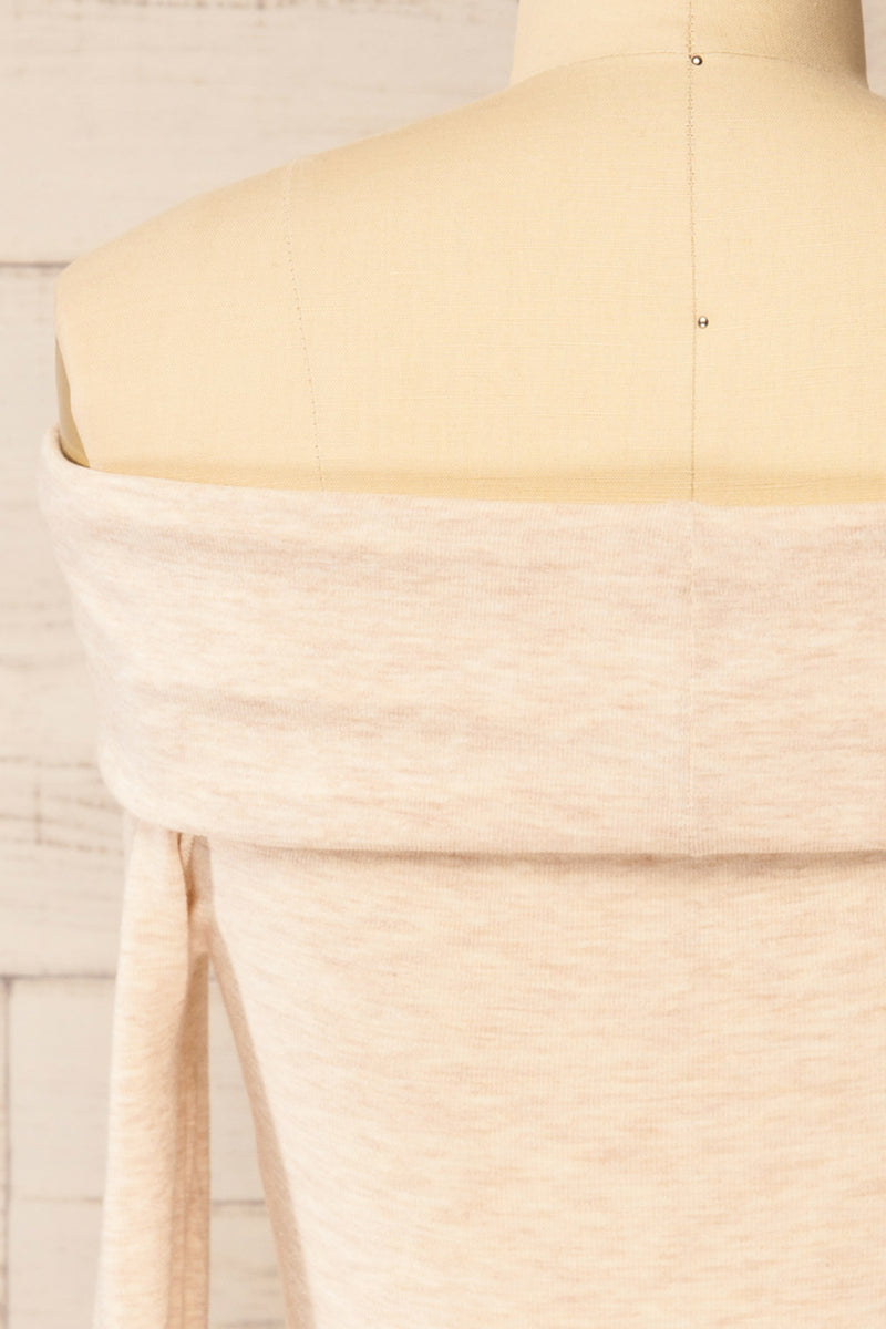 Haeju Beige | Off-Shoulder Top w/ Bow
