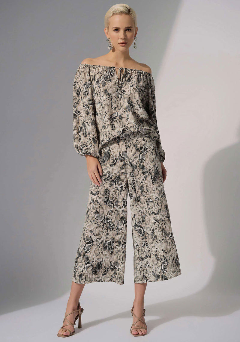 Joseph Ribkoff Python Off Shoulder Top, Beige