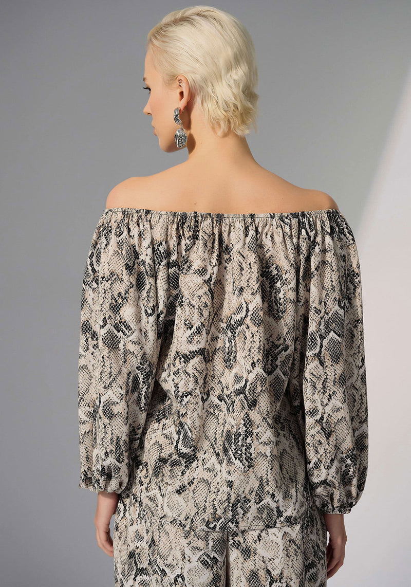 Joseph Ribkoff Python Off Shoulder Top, Beige