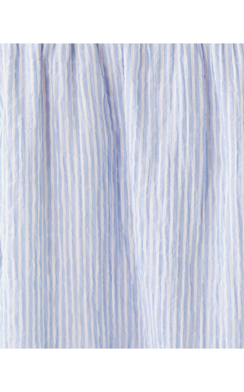 Jamielynn Long Sleeve Off the Shoulder Top - Jacaranda Blue Ltwt Oxford Stripe