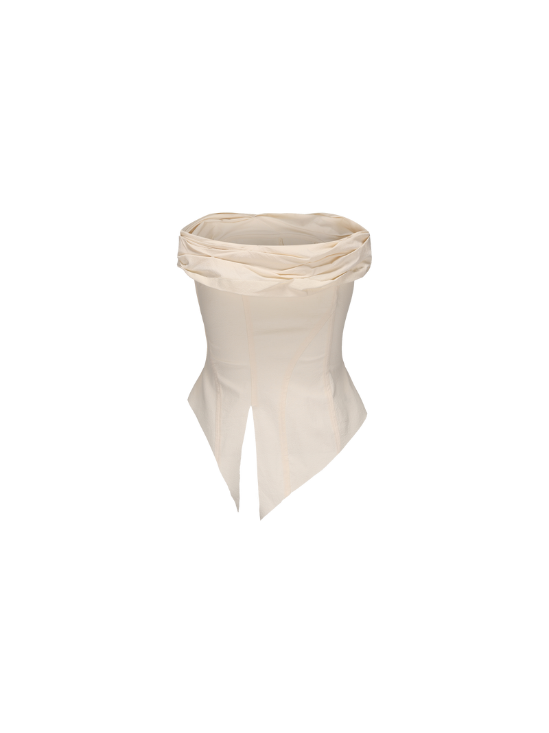 White Off-Shoulder Panel Top
