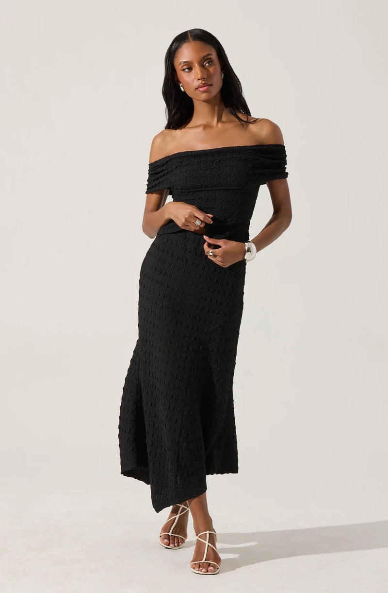 Off Shoulder Textured Knit Top