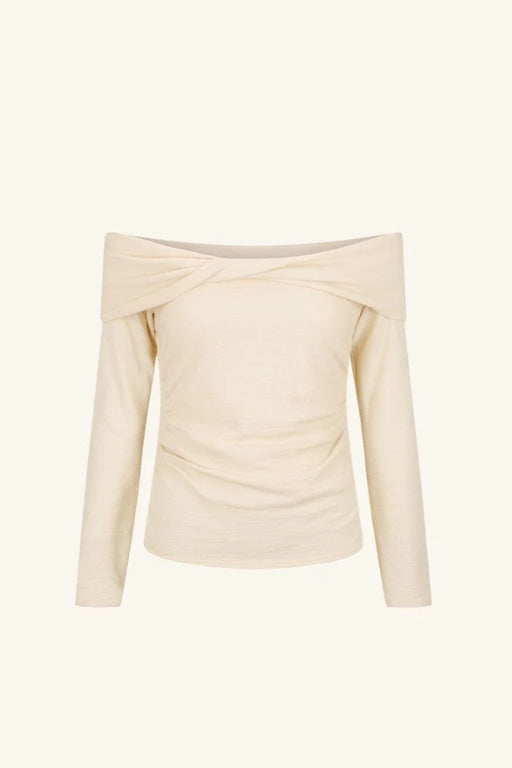SHONA JOY - BEAU OFF SHOULDER TWIST FRONT TOP - MACADAMIA