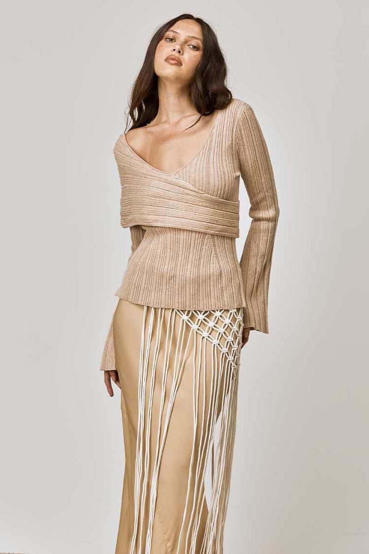 Harlow Natural Off Shoulder Knit Top