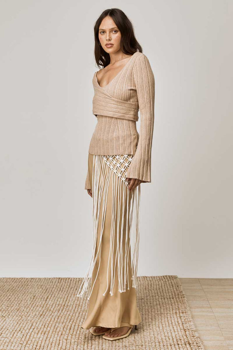 Harlow Natural Off Shoulder Knit Top