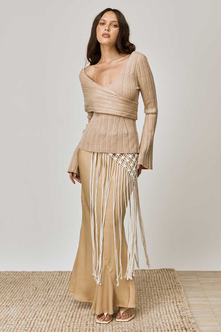 Harlow Natural Off Shoulder Knit Top