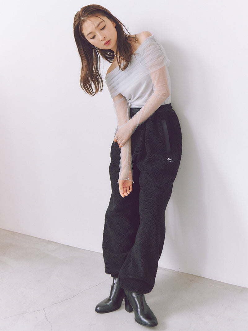 Sheer Ruched Off Shoulder Top