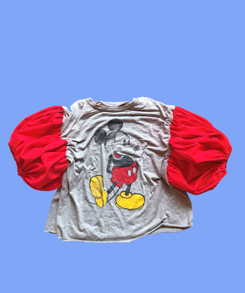 Mickey w/ Red Gingham Puff (Choose between a T Shirt Puff or Off Shoulder)