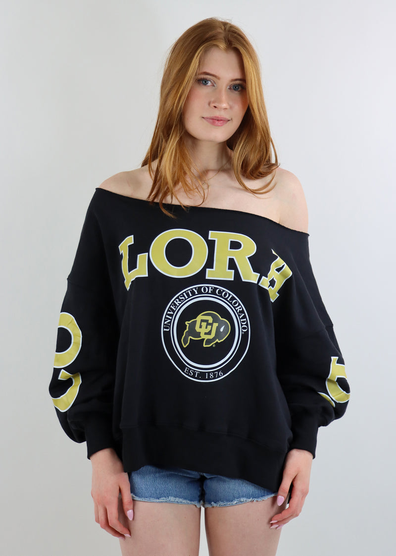 University Of Colorado Off The Shoulder Crewneck ★ Black
