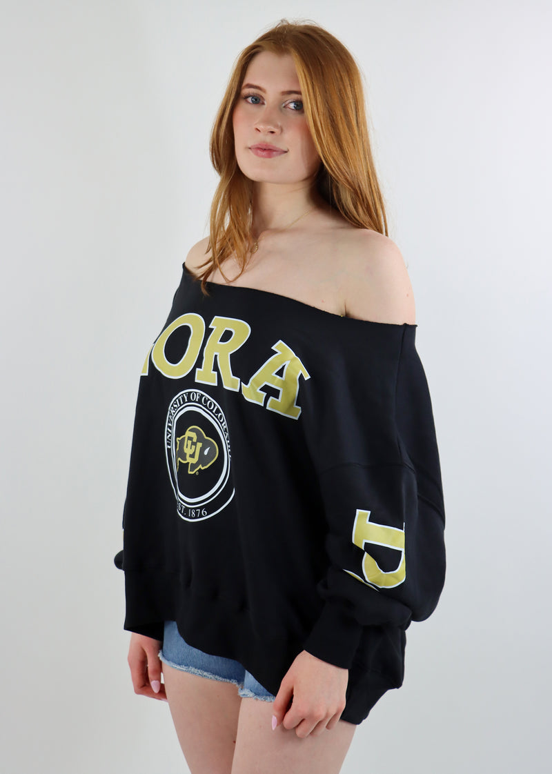 University Of Colorado Off The Shoulder Crewneck ★ Black