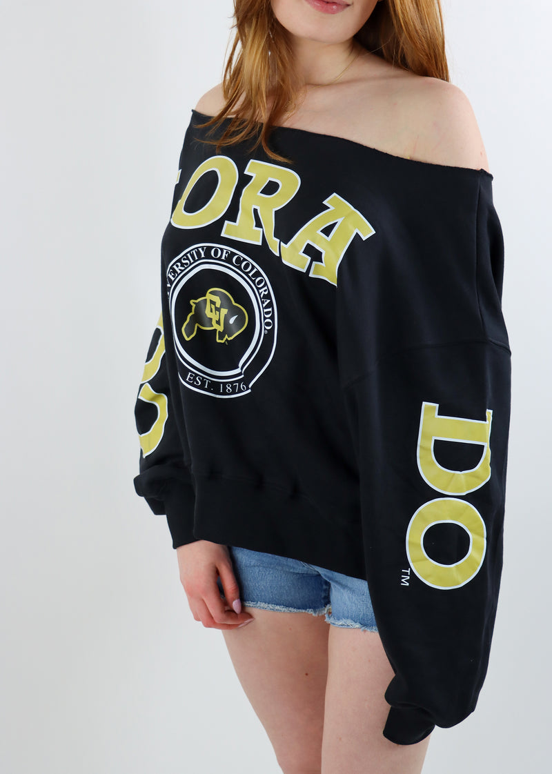 University Of Colorado Off The Shoulder Crewneck ★ Black
