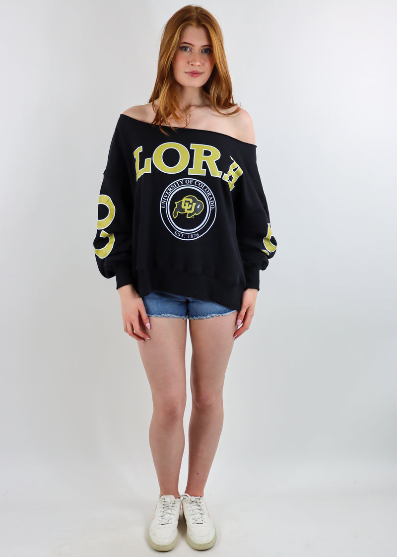 University Of Colorado Off The Shoulder Crewneck ★ Black