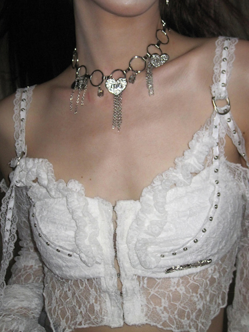 【24s April.】Lace Hollow Off Shoulder Hot Girl Tops