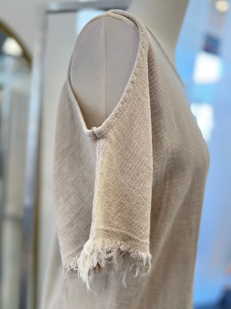 Michelle Beige Linen Off the Shoulder Top