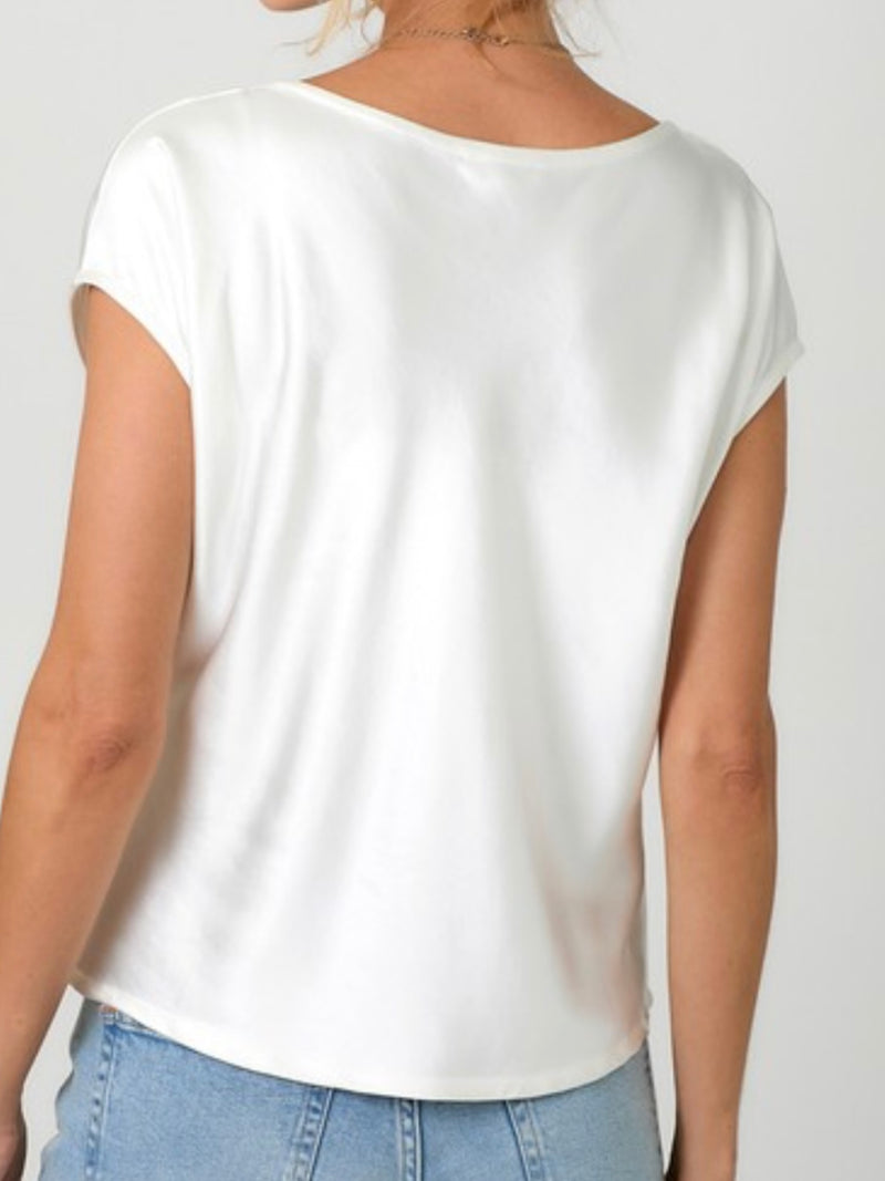 Satin cowl Neck Off Shoulder Blouse