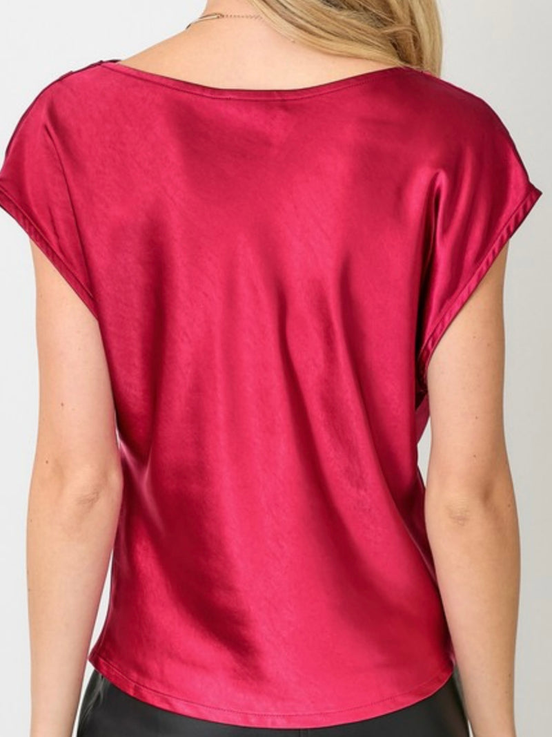 Satin cowl Neck Off Shoulder Blouse