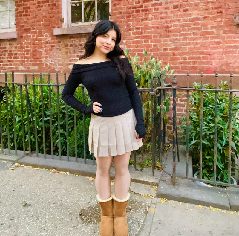 OFF-SHOULDER KNIT SWEATER TOP