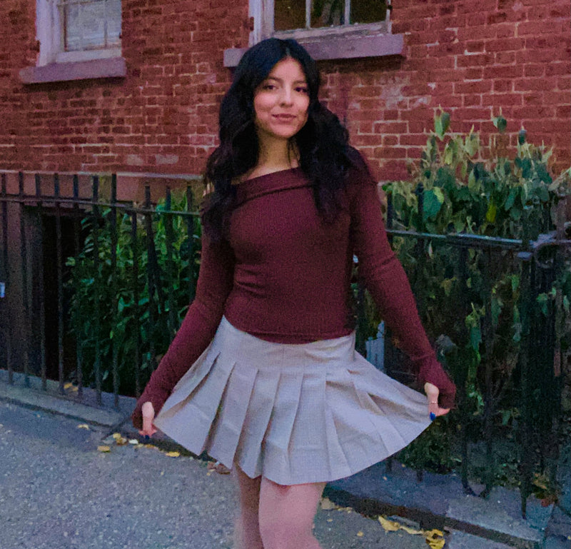 OFF-SHOULDER KNIT SWEATER TOP