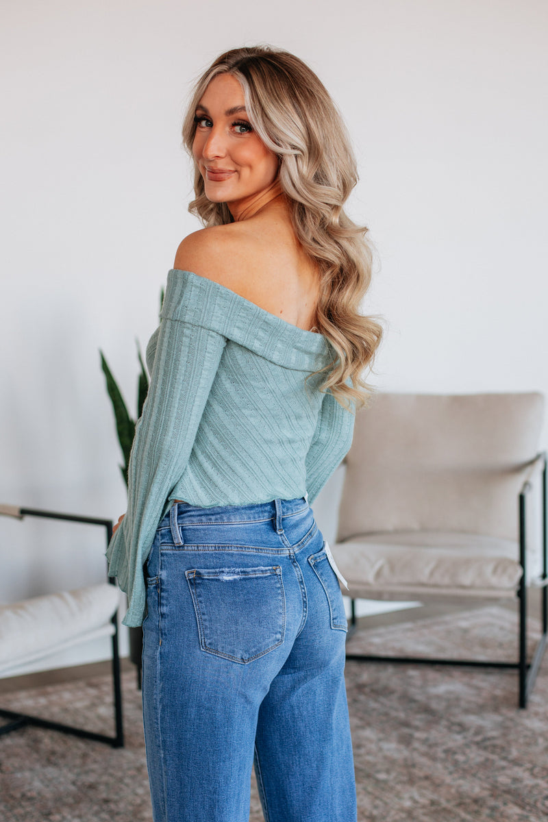 Kalinda Off The Shoulder Top - Dusty Mint