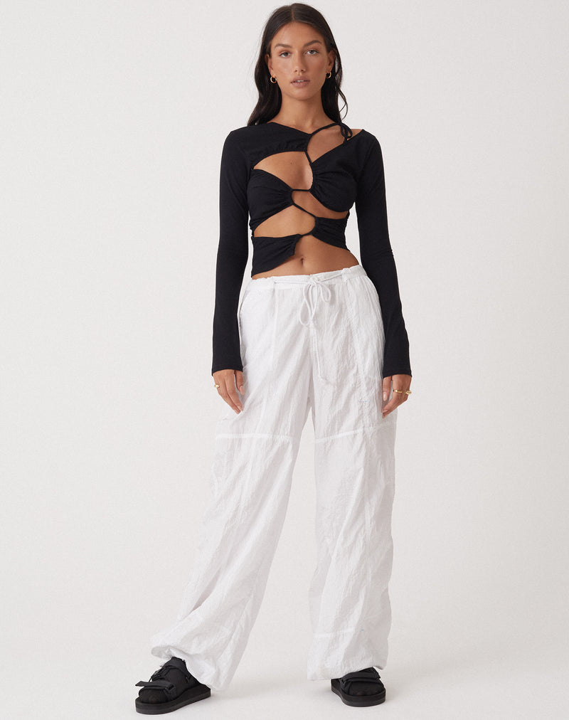 MOTEL X OLIVIA NEILL Rajina Cut Out Long Sleeve Top in Lycra Black
